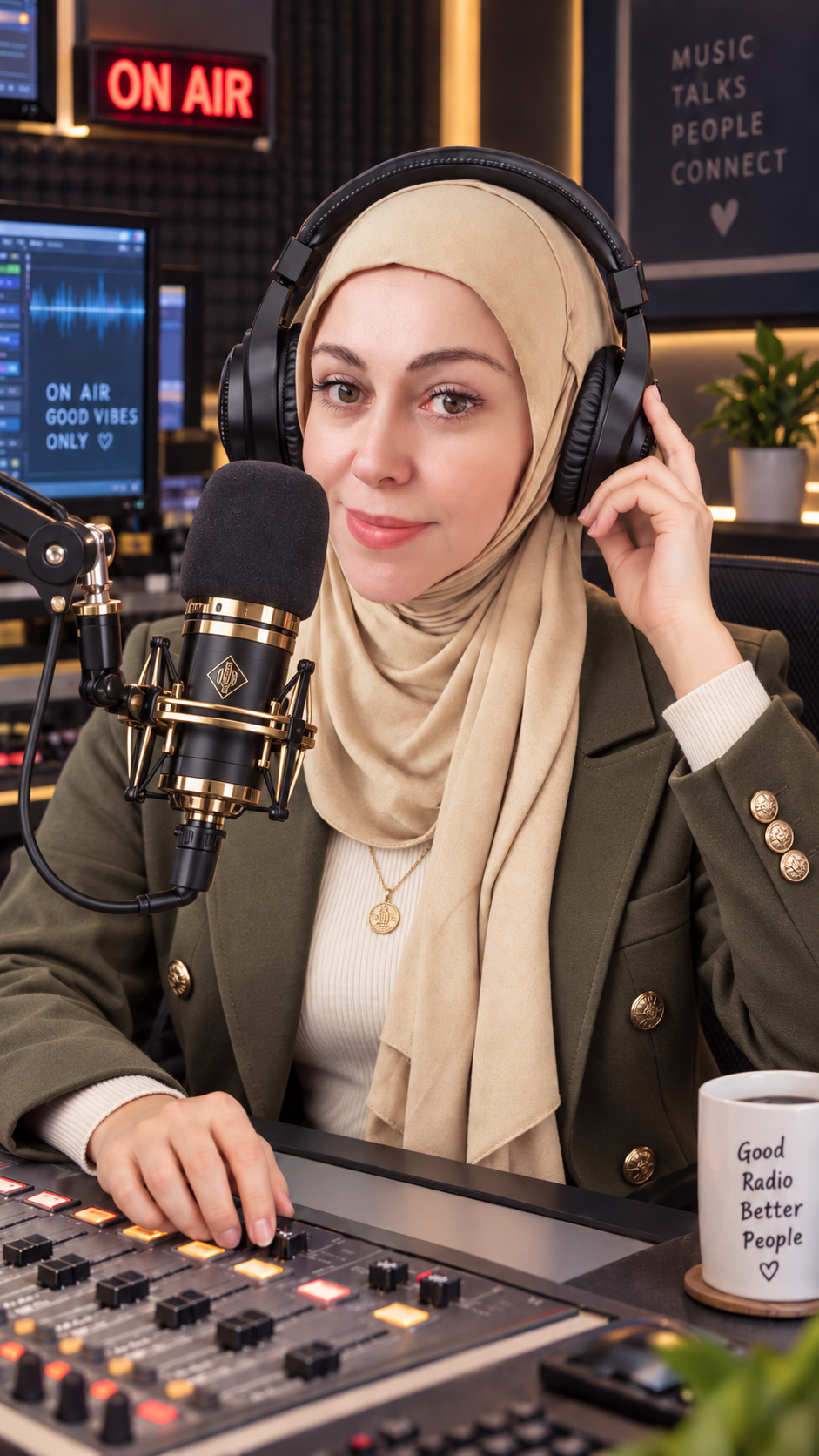 DJ Gönül, Radyo Gönül Mısraları stüdyosunda mikrofon başında